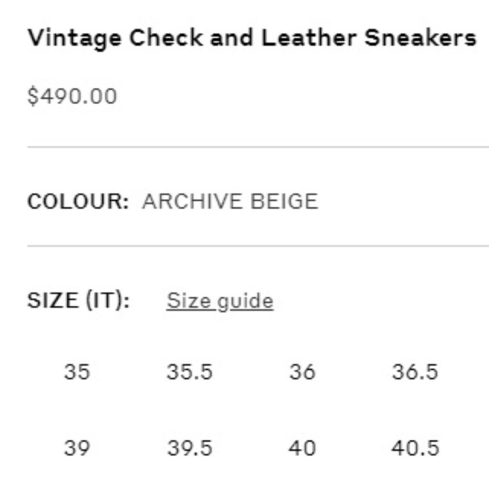 (SOLD) $429 BURBERRY Women's Albridge Vintage Ch Sneakers - Picture 16 of 16